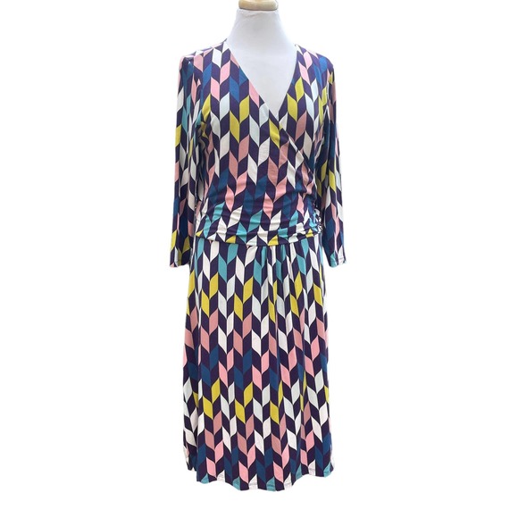 Boden | Geometric Print Faux Wrap Dress - Picture 9 of 12